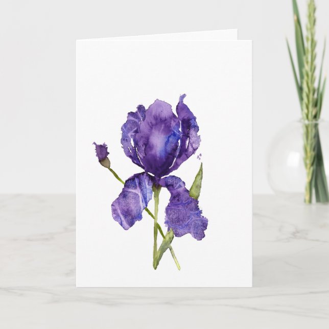Cartão de Saudação Iris Watercolor ~ Vazio (Frente)