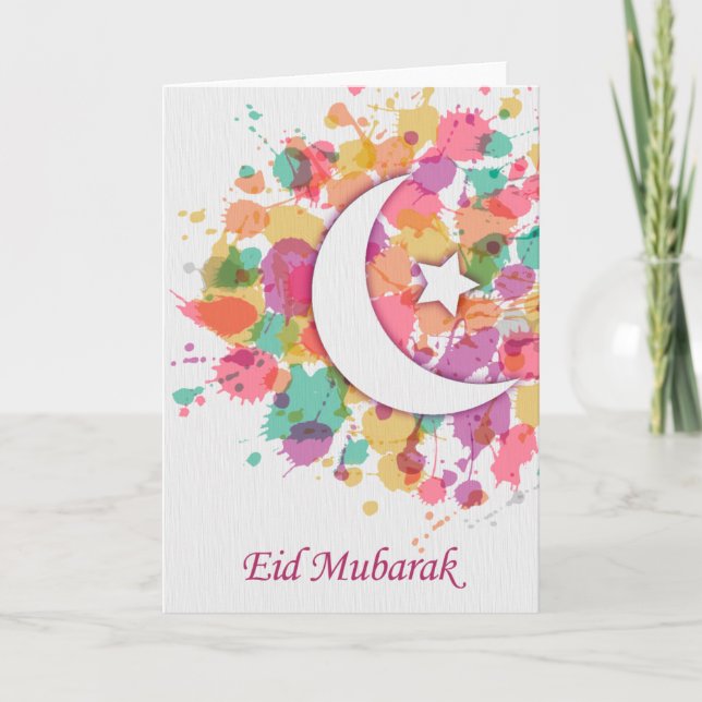 Cartão de Saudação Islâmico Eid Mubarak para Ramad (Frente)
