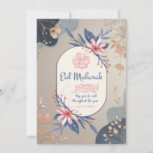 Cartão de Saudação Islâmico Floral Elegante Eid Mu