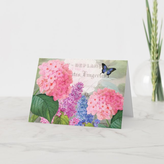 Cartão de Saudação Jardim de Flores Redoute (Frente)