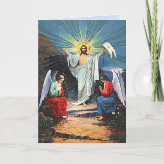 cartão de saudação jesus com anjos (Frente)