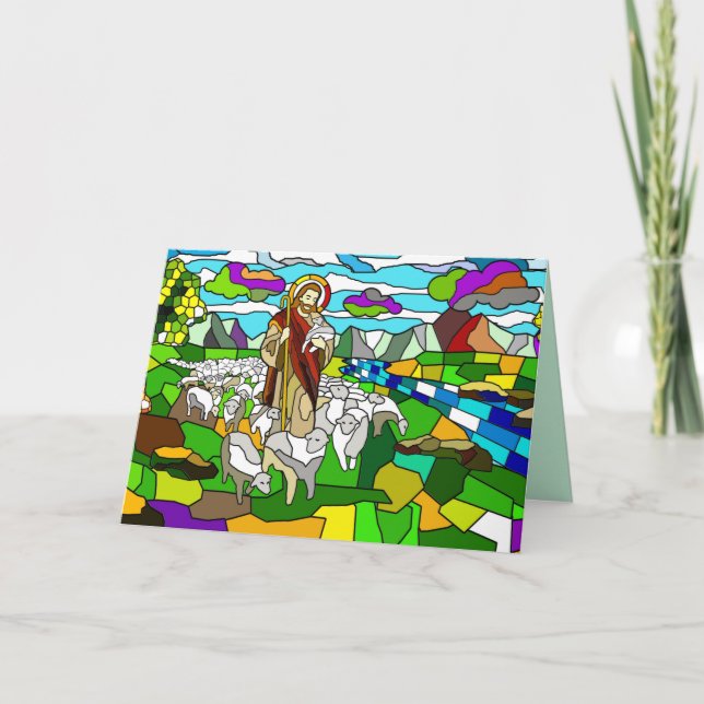 cartão de saudação jesus de vidro colorido (Frente)