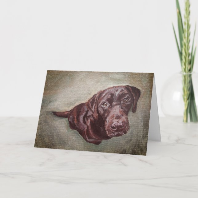 Cartão de saudação Labrador de Chocolate. dentro v (Frente)