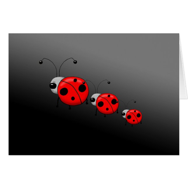Cartão de Saudação Ladybugs Ilustrado (Frente Horizontal)