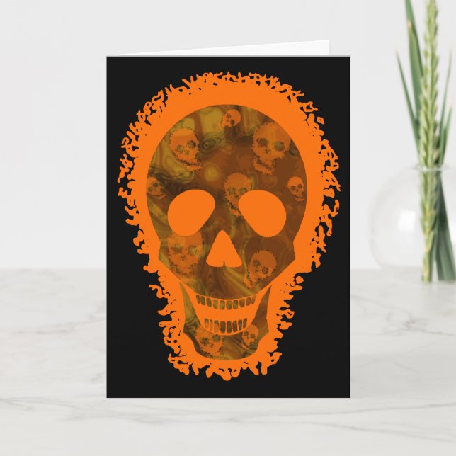 Cartão de saudação Laranja Big Skull (Frente)