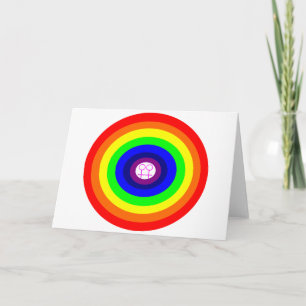 Cartão de Saudação Lésbica Round Rainbow