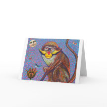 Cartão de Saudação Macaco Vermelho