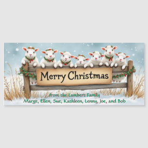 Cartão de Saudação Magnética para Lambs Xmas