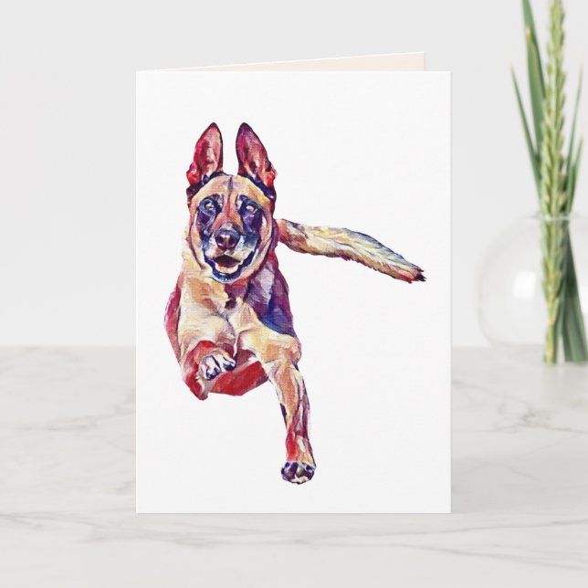 Cartão de Saudação Malinois Belga Pintado (Frente)