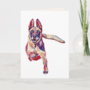 Cartão de Saudação Malinois Belga Pintado
