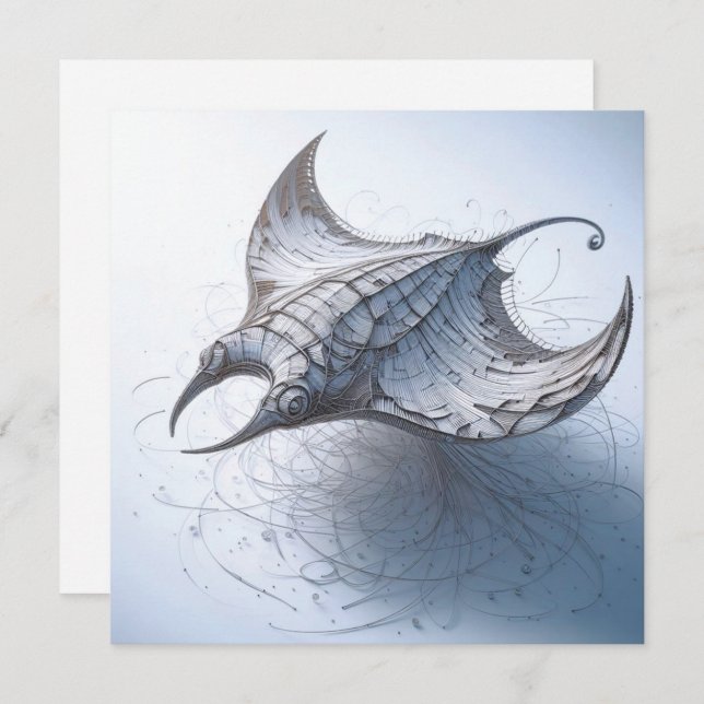 Cartão de Saudação Manta-Ray de Papel Rolado da Re (Frente/Verso)