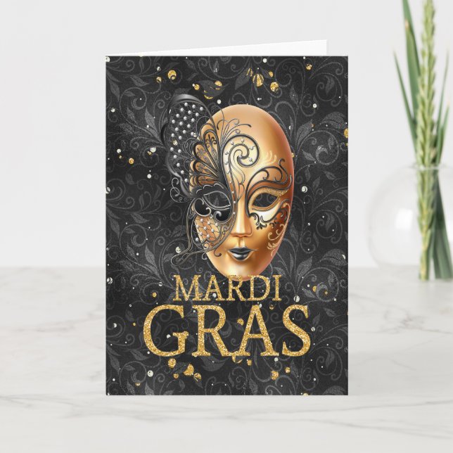 Cartão de Saudação Mardi Gras, Máscara Mardi Gras (Frente)
