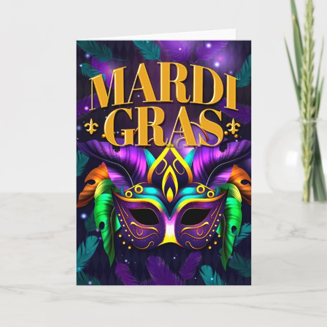 Cartão de Saudação Mardi Gras, Máscara Mardi Gras (Frente)