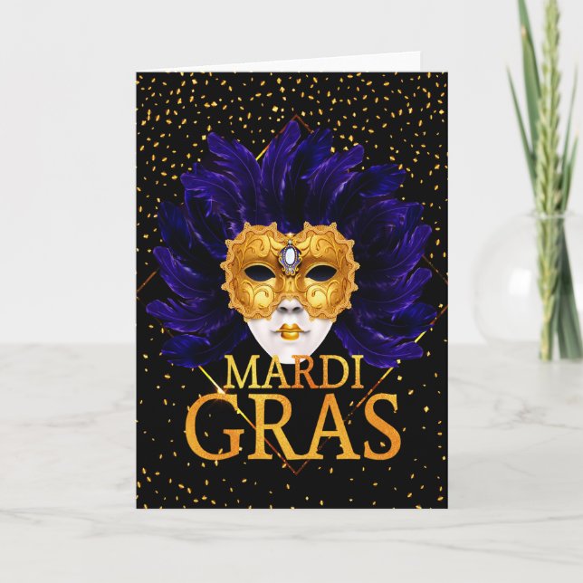 Cartão de Saudação Mardi Gras, Máscara Mardi Gras (Frente)