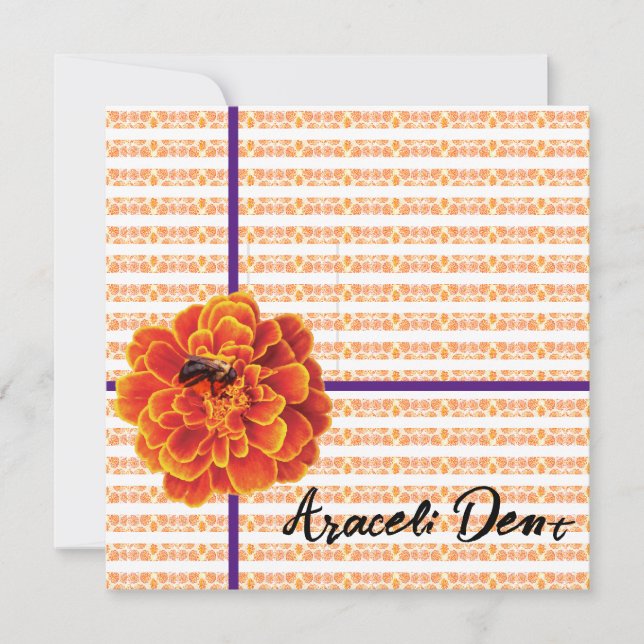 Cartão de Saudação Marigolds e Bee (Frente)