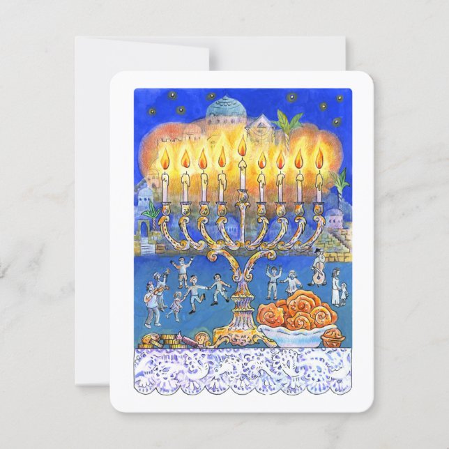 Cartão de Saudação Menorah - Festival Judaico das  (Frente)
