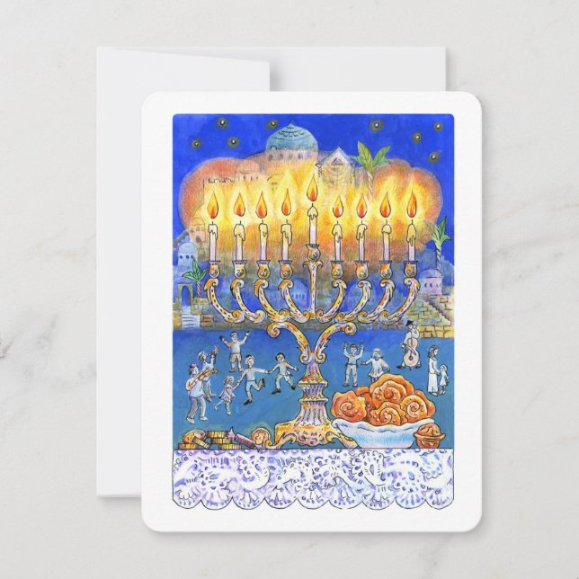Cartão de Saudação Menorah - Festival Judaico das  (Frente)