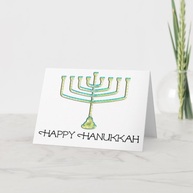 Cartão de Saudação Menorah Happy Hanukkah (Frente)