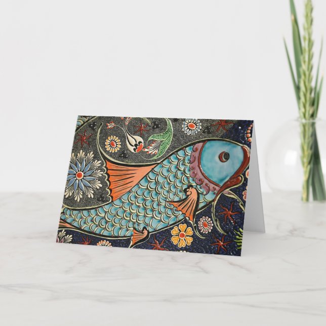 Cartão de Saudação Mosaico Koi (Frente)