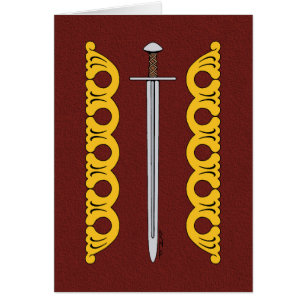Cartão de Saudação Norman Sword e Decorative Ba