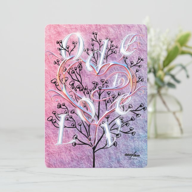 Cartão de Saudação Ode ao Amor pela Poeta Adiela A (Em pé/Frente)