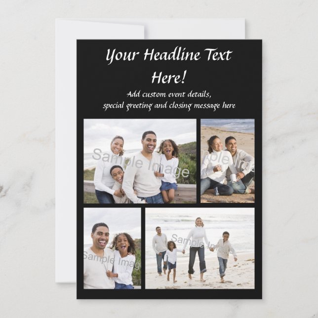 Cartão de Saudação ou Convite para Colagem de 4 Fo (Frente)