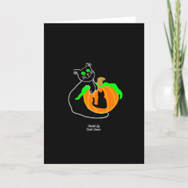 Cartão de Saudação Padrão Vertical Pumpkin Gato Pr