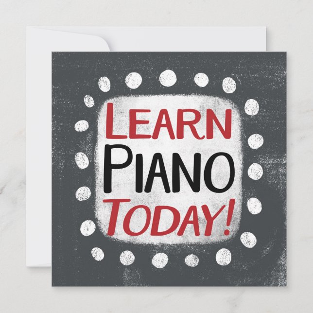 Cartão de Saudação para Aprender Piano Hoje (Frente)