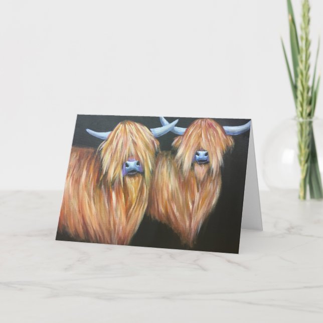 cartão de saudação para as vacas da região alta, v (Frente)