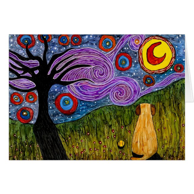 Cartão de saudação para cães, bonito e colorido (Frente Horizontal)