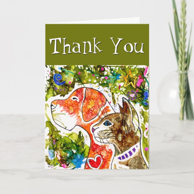 Cartão de saudação para cães e gatos, de cor branc (Frente)