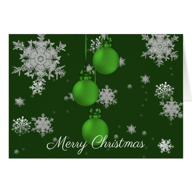 Cartão de Saudação para Enfeites de natal Verdes (Frente Horizontal)