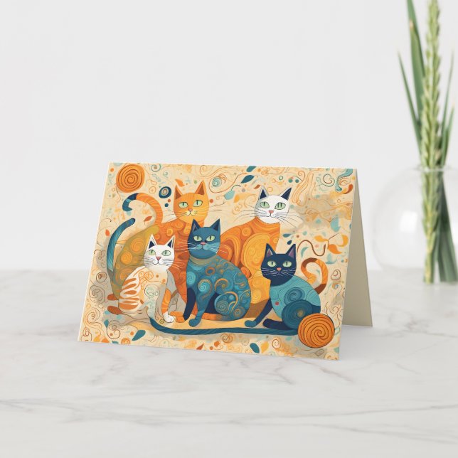 cartão de saudação para gatos calmantes (Frente)