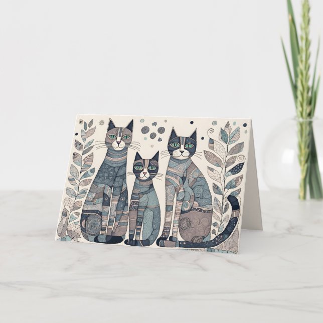 cartão de saudação para gatos calmantes (Frente)