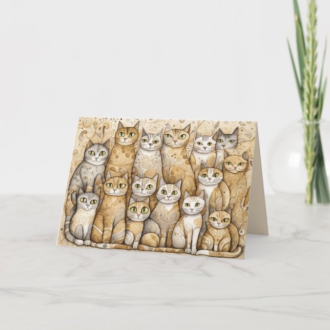 cartão de saudação para gatos calmantes (Frente)