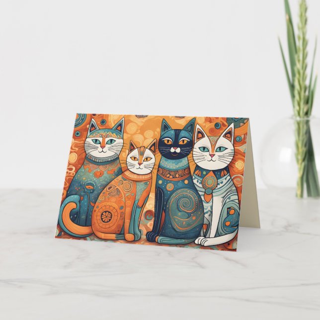 cartão de saudação para gatos calmantes (Frente)