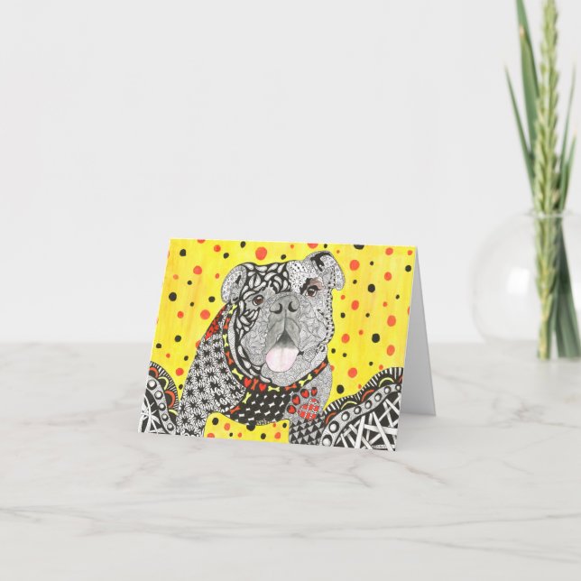 Cartão de saudação para o Bulldog Inglês, bonito e (Frente)
