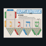 Cartão de Saudação para o Hanukkah Feliz do DIY Dr<br><div class="desc">Cartão de Saudação de Chanucá Feliz de Dreidel - Apresentando este fantástico cartão de Chanucá Feliz que se transforma no tradicional jogo de Dreidel. Projetado no espírito de Chanucá, tudo que você precisa é de uma tesoura e cola e você está pronto para ir. Este cartão de segurança é muito...</div>