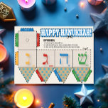Cartão de Saudação para o Hanukkah Feliz do DIY Dr<br><div class="desc">DIY Dreidel Happy Hanukkah - Apresentando este fantástico cartão postal Feliz Hanukkah que se transforma no tradicional jogo dos Dreidel. Projetado no espírito de Chanucá, tudo que você precisa é de uma tesoura e cola e você está pronto para ir. Este cartão de segurança é muito divertido para as crianças....</div>