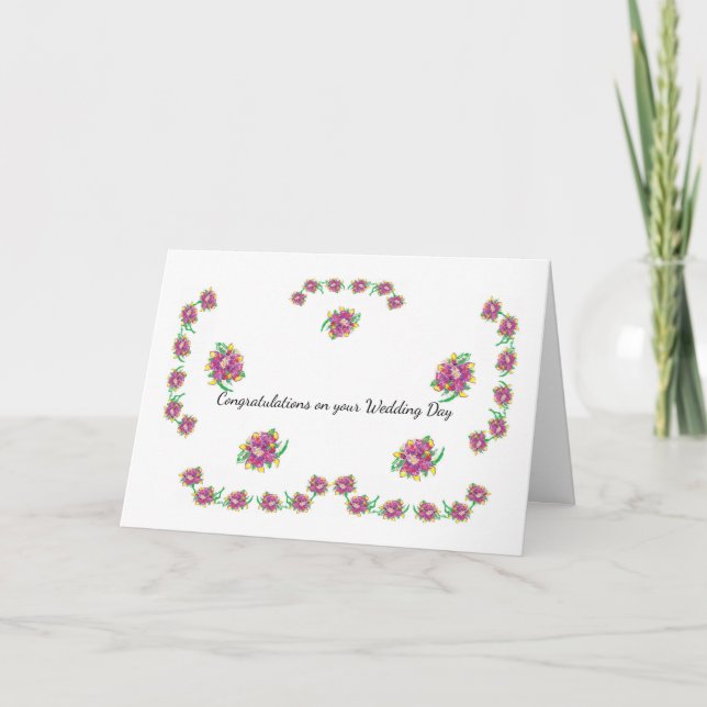 Cartão de Saudação: Parabéns no seu dia de casamen (Frente)