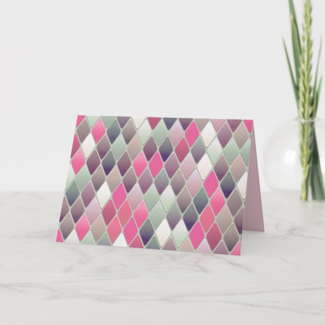 cartão de saudação pastel de diamante verde rosa (Frente)