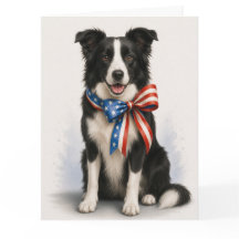 Cartão de Saudação Patriótico de Border Collie