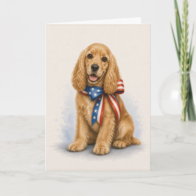 Cartão de Saudação Patriótico de Cocker Spaniel (Frente)