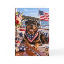 Cartão de Saudação Patriótico Rottweiler