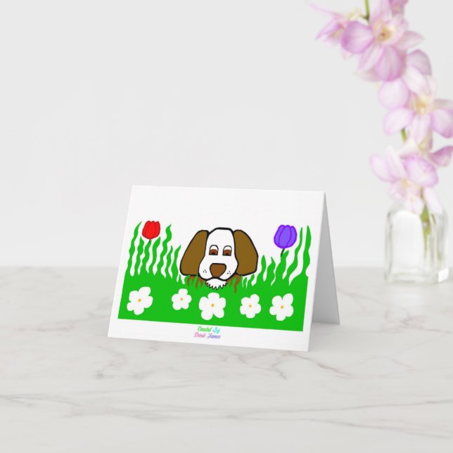 Cartão de Saudação Pequeno Cachorrinho Brincando (Orquídea)