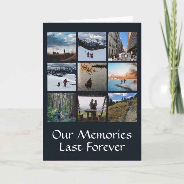 Cartão de Saudação Personalizado com Nove Fotos em (Frente)