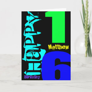Cartão de saudação personalizado de 16.º aniversár