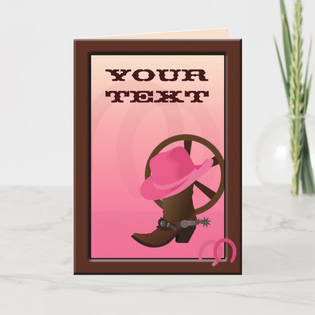 Cartão de Saudação Personalizado de Cowgirl Ociden (Frente)