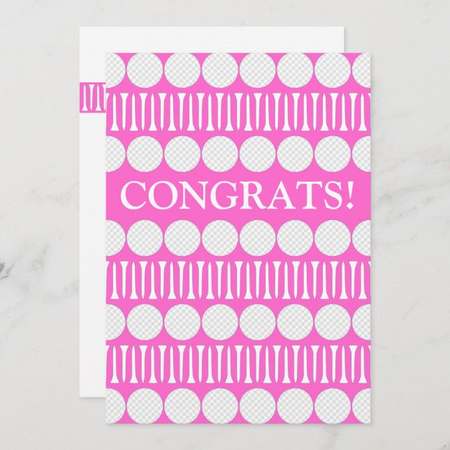 Cartão de Saudação Personalizado de Golfer Rosa Br (Frente/Verso)