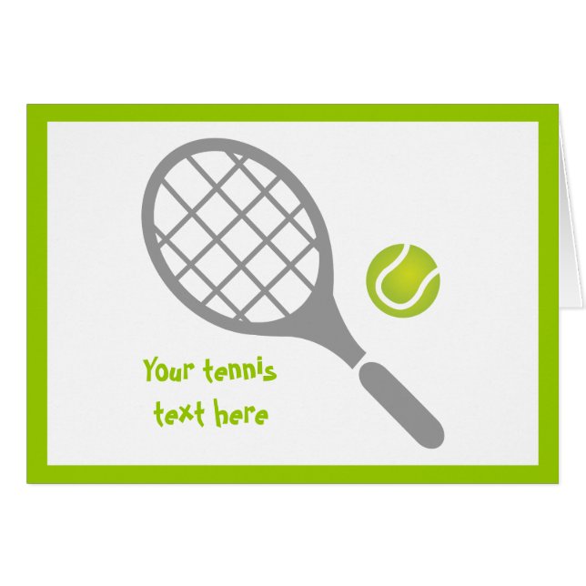 cartão de saudação personalizado de tênis racket e (Frente Horizontal)